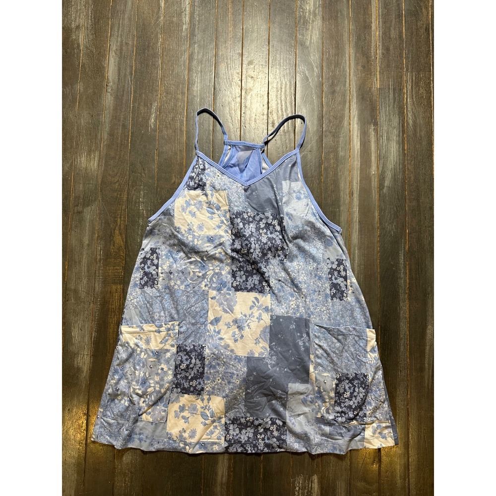 AS Revival Blue Patchwork Floral Racerback Dress with Built In Shorts